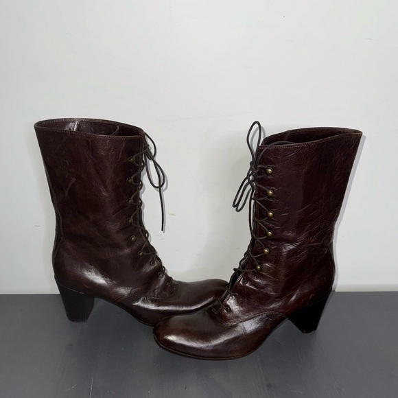 Gianni Barbato Women's  Leather Lace Up Boots Pointed Toe - Picture 4 of 12